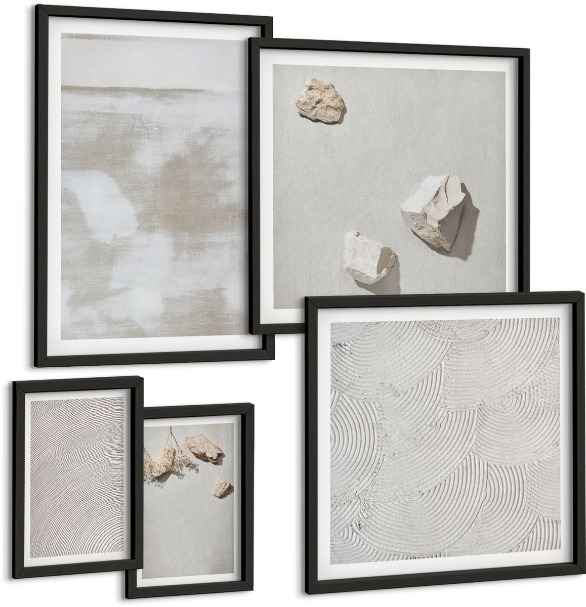 Tulup 4-Delige Schilderij Set - Zandstenen en een verweerde textuur in boho-stijl - 50 x 50 cm, 20 x 30 cm en 40 x 60 cm - Wanddecoratie - Woonkamer Decoratie - Stijlvolle Muurdecoratie