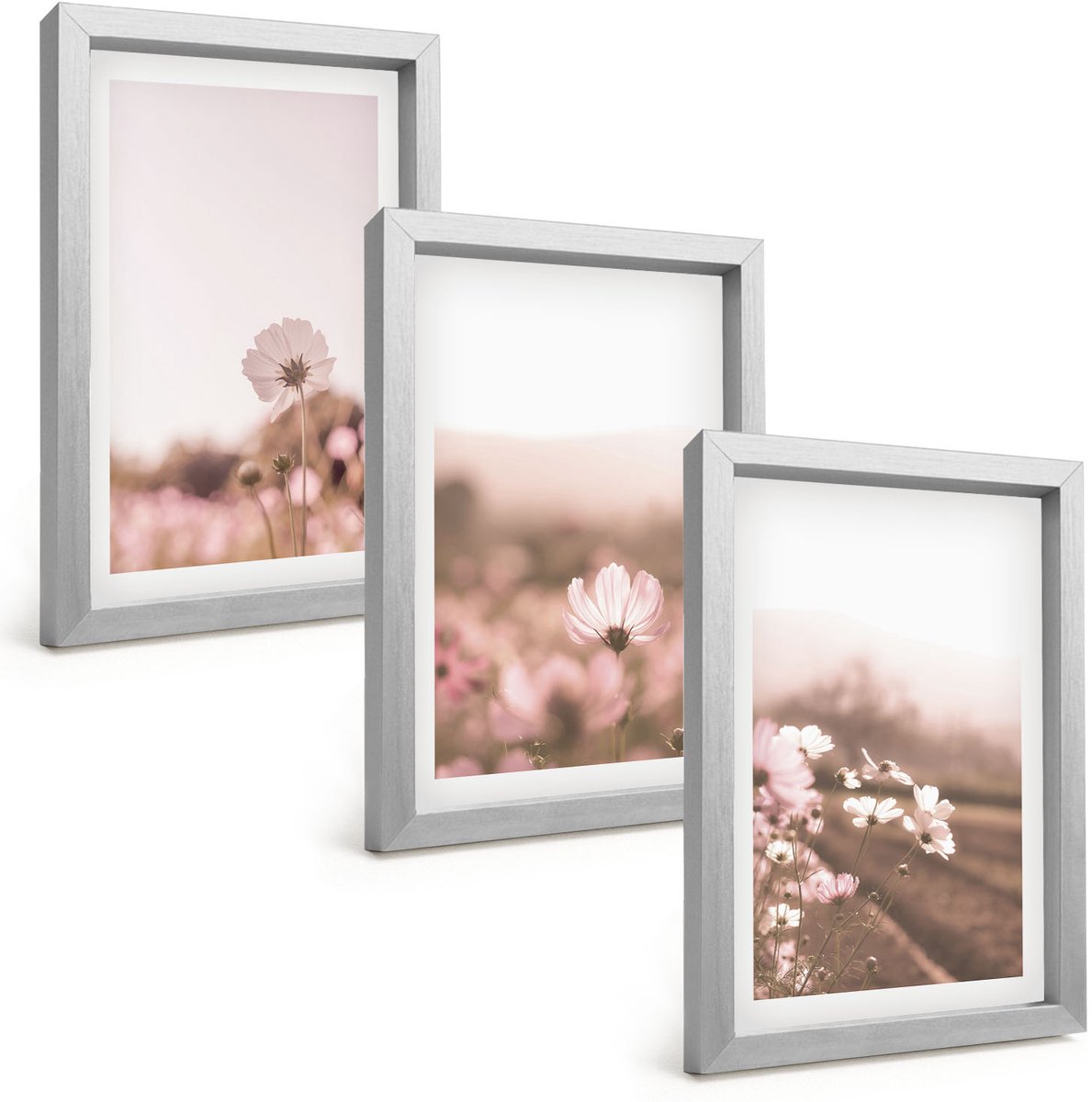 Tulup 4-Delige Schilderij Set - Wilde bloemen in de weiden in een romantisch zomerlandschap - 20 x 30 cm - Muurdecoratie - Wanddecoratie - Hal - Woonkamer Decoratie