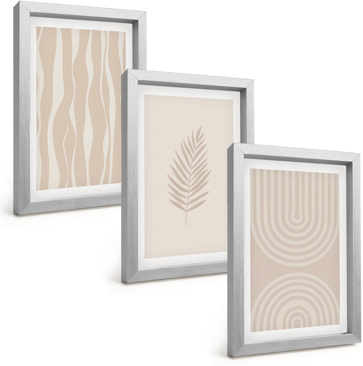 Tulup 4-Delige Schilderij Set - Patronen in beigetinten met plantmotieven - 20 x 30 cm - Stijlvolle Muurdecoratie - Slaapkamer - Interieur Decoratie