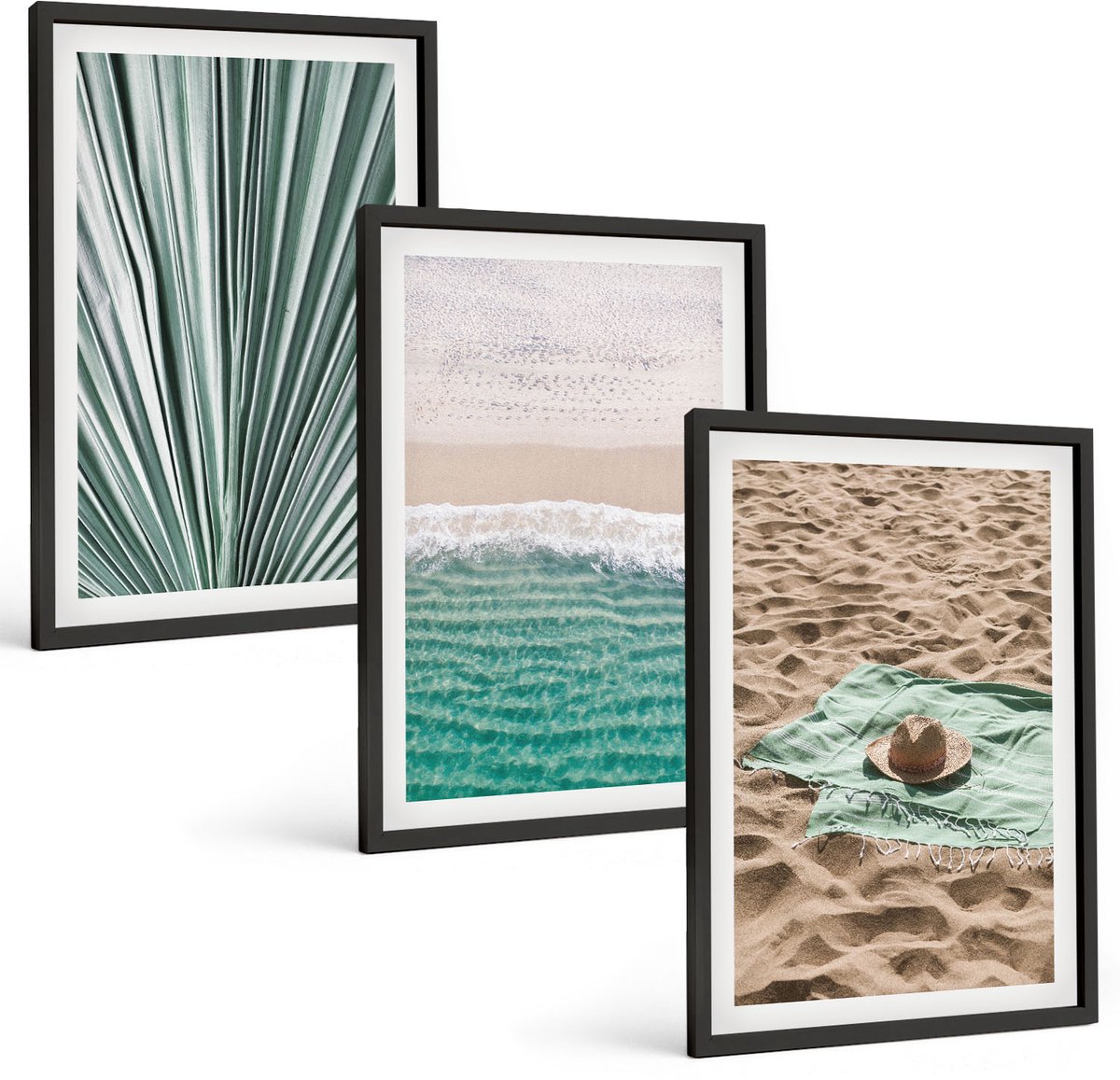 Tulup 4-Delige Schilderij Set - Uitzicht op het strand aan zee tijdens een zomervakantie - 40 x 60 cm - Wanddecoratie - Moderne Interieurdecoratie - Stijlvolle Muurdecoratie