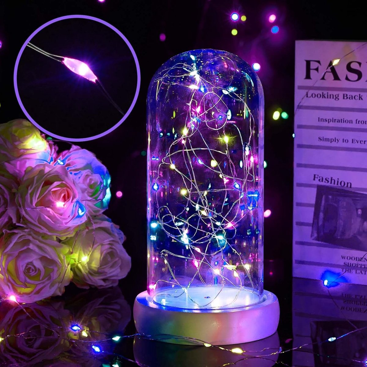 Micro LED Lichtsnoer - Meerkleurig - 1 m - Koperdraad met 10 LEDs - Voor Binnen en Buiten