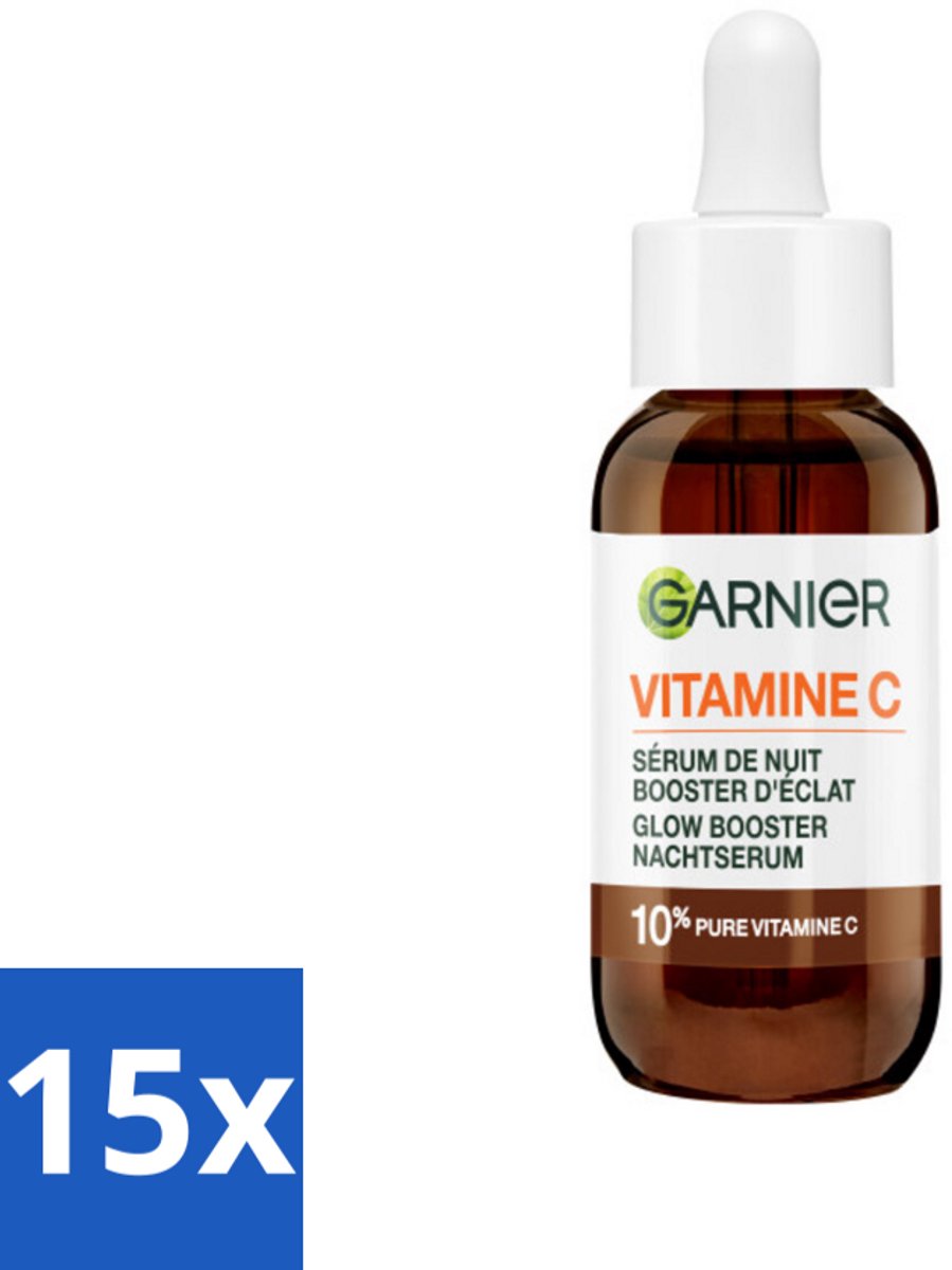 15 x Garnier - SkinActive - Nachtserum - Anti-Pigmentvlekken - 10% Vitamine C & Hyaluronzuur - 30 ml - Nachtserum - Vitamine C - Anti-Pigmentvlekken - Huidverheldering - Huidherstel