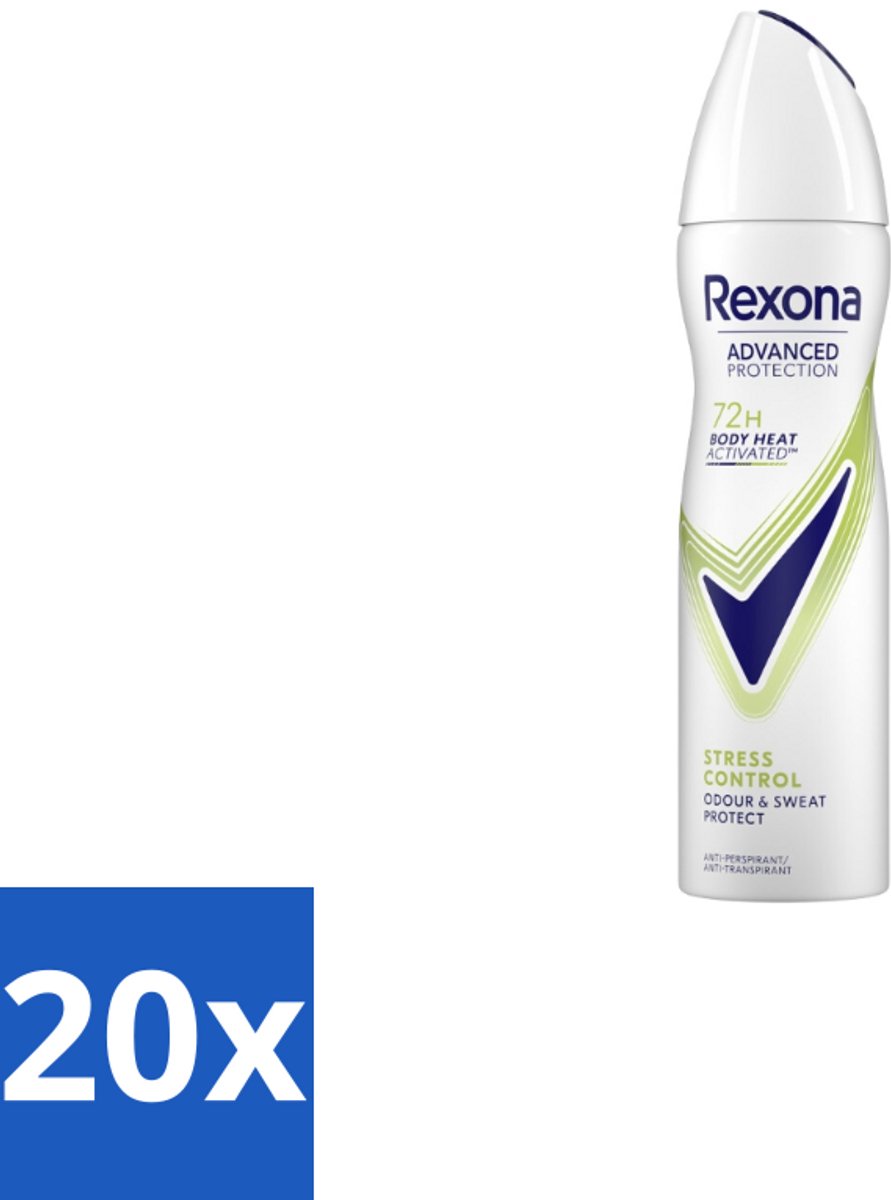 20 x Rexona - Deodorant Spray - Advanced Protection Stress Control - Tegen Stresszweet - 150 ml - Anti-transpirant Spray - Stresszweet - 72 Uur Bescherming - Fris Ruiken - Citrusgeur