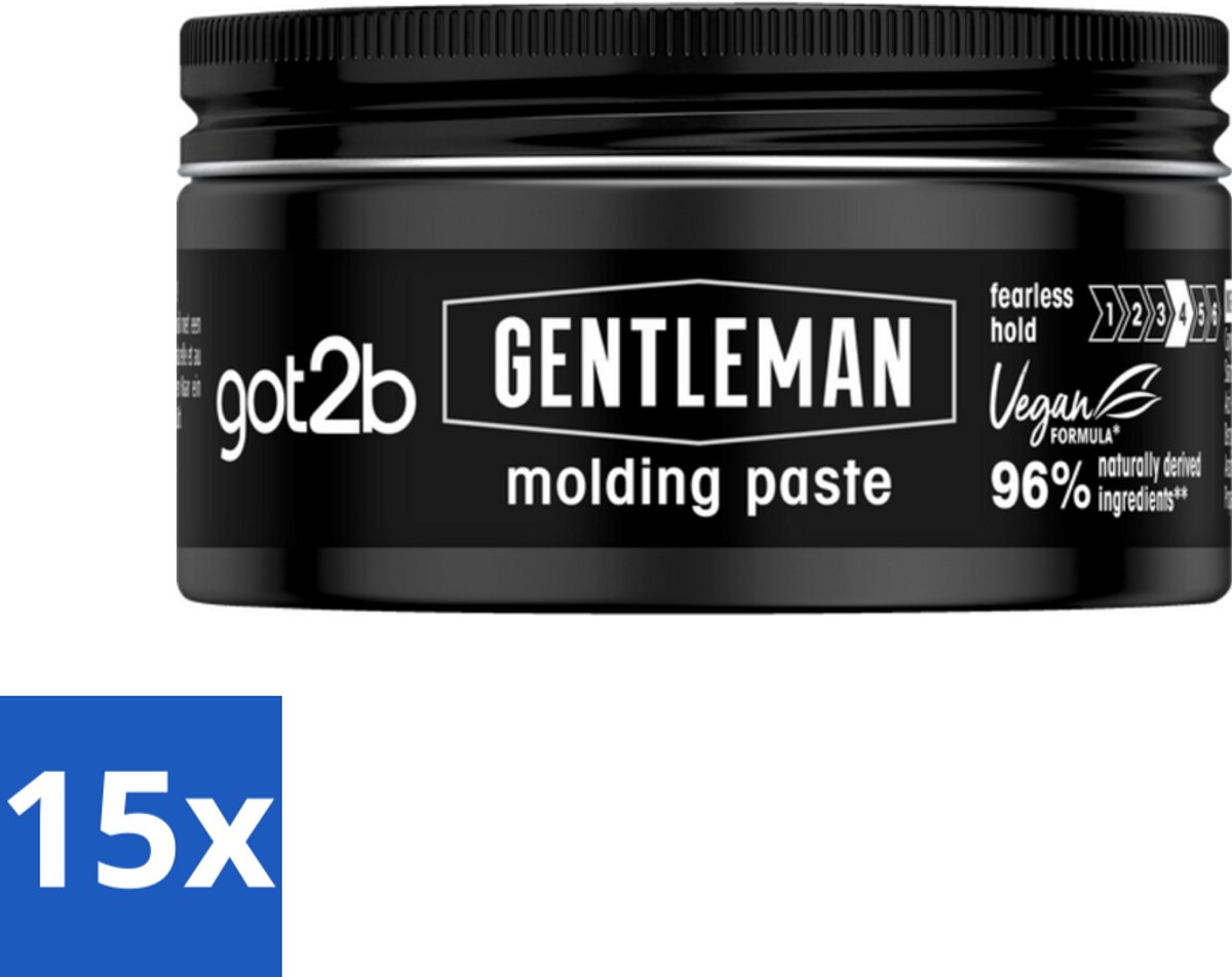 15 x Got2B - Molding Paste - Gentleman - 100 ml - Molding Paste Voor Mannen - Stijlvol Haar - Natuurlijke Finish - Hold Voor Haar - Verzorgd Haar