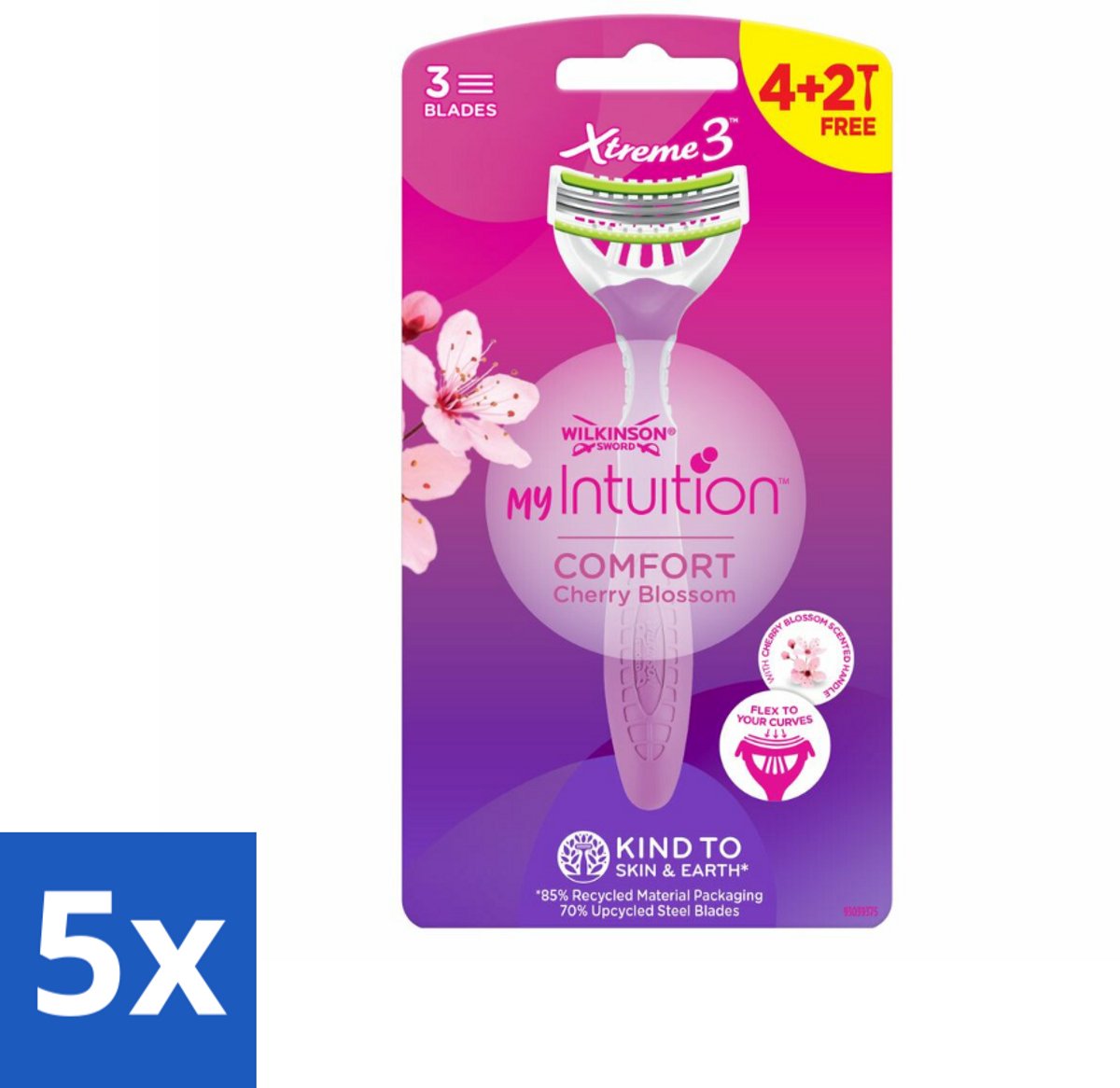5 x Wilkinson - Wegwerpscheermesjes - Xtreme 3 My Intuition - Comfortabel - 6 mesjes - Wegwerpscheermesjes - Vrouwelijke Scheermesjes - Comfortabele Scheermesjes - Zachte Scheermesjes - Huidverzorging