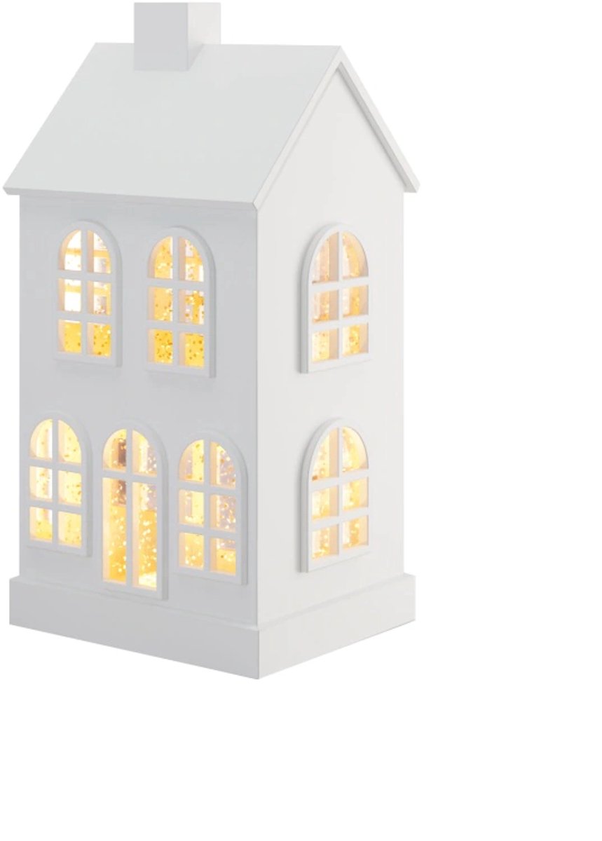 Sompex GLAMOR HOUSE - wit, 23cm, decoratieve lamp met bewegende glitter