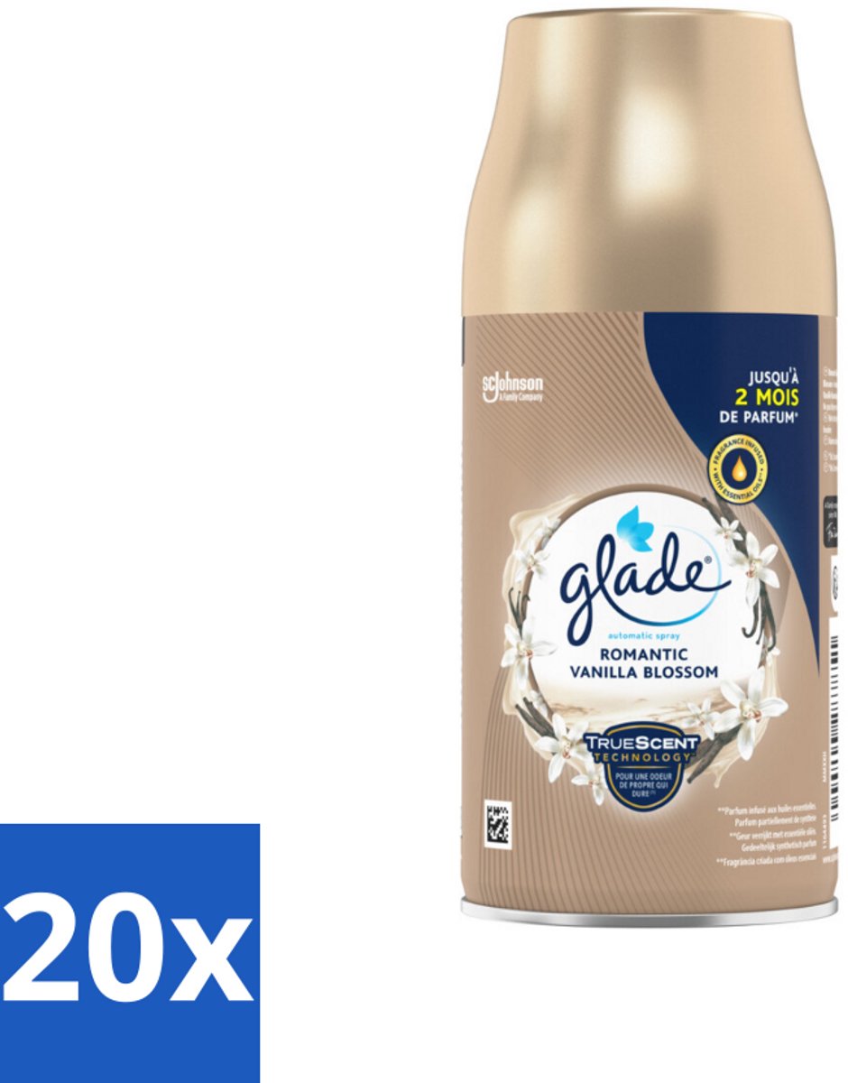 20 x Glade - Automatische Spray - Romantic Vanillebloesem - 269 ml - Romantische Geur - Vanillebloesem - Glade - Geurverspreiding - Essentiële Oliën