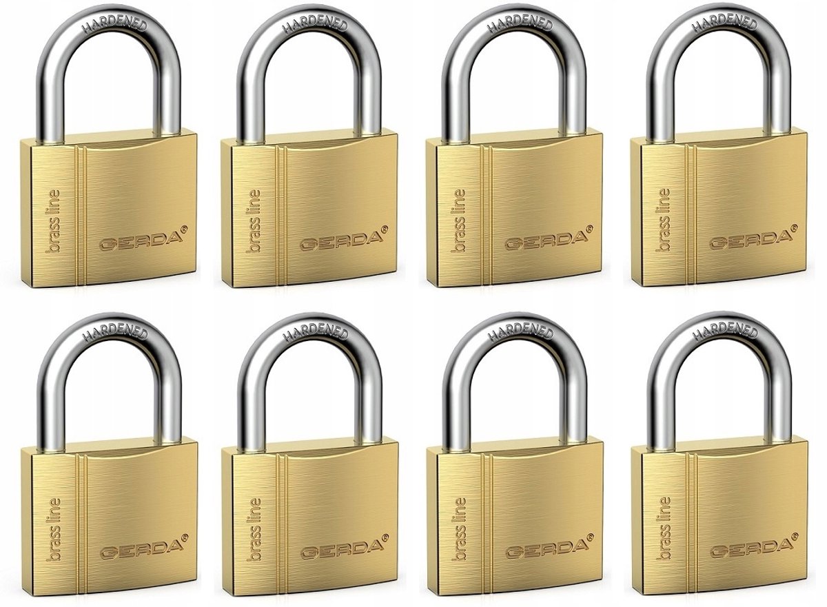 Gerda Messing Beugelslot Systeem 1 Sleutel - 8 Stuks