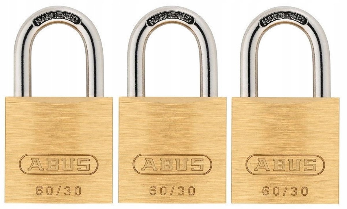ABUS Set 3 Beugelsloten Messing - 1 Sleutel Systeem