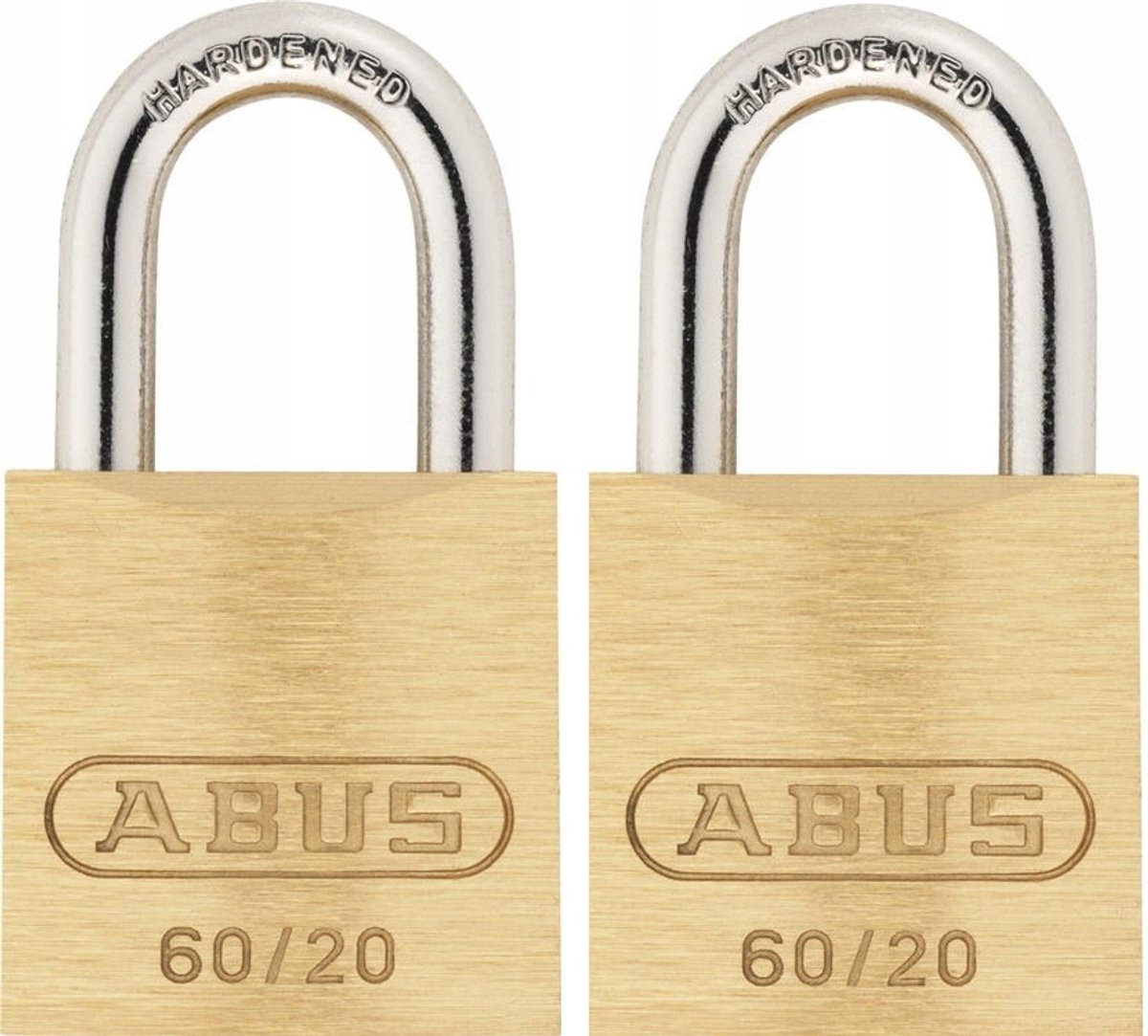 2x Abus Messing Hangslotten 60/25 - Gelijksluitend Systeem