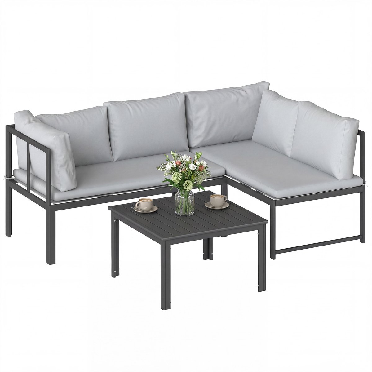 Outsunny tuinbankstel - Metaal, polyester - 177 x 115 x 64 cm - Grijs