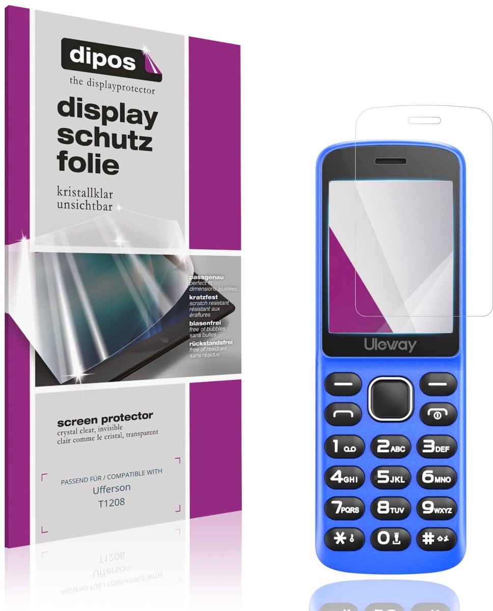 dipos – 4x Beschermfolie geschikt voor Ufferson T1208 | Krasbestendige & heldere Screenprotector Ultra-Thin