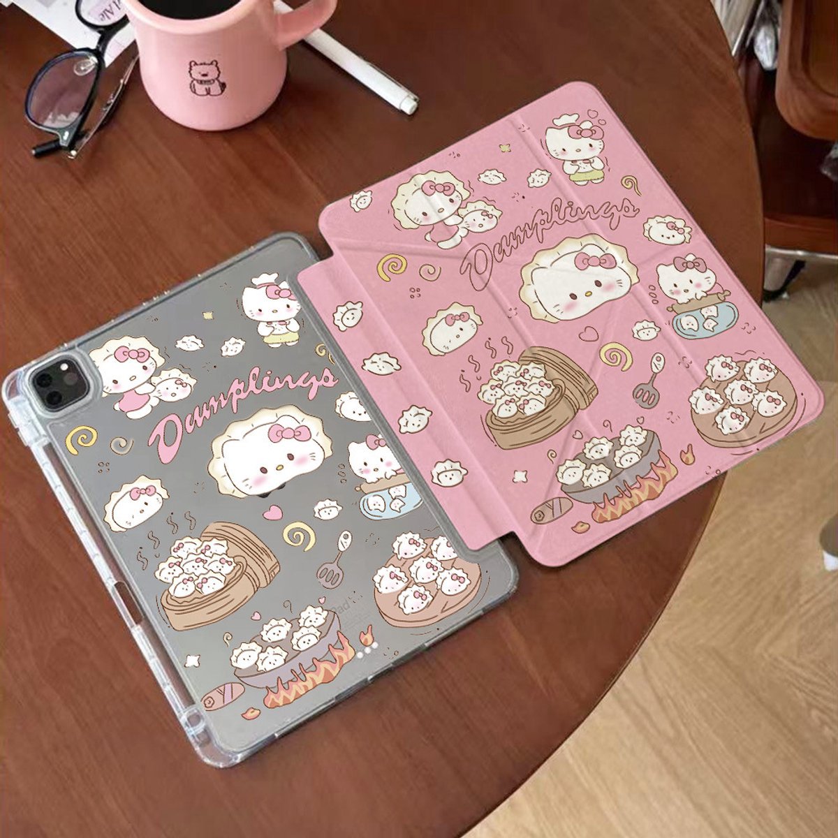 Casalora Tablet Hoes – Geschikt voor Apple iPad 11 A16 11 inch (2025) – Met Pennenhouder – Y-vormige Vouw – Roze dumplings