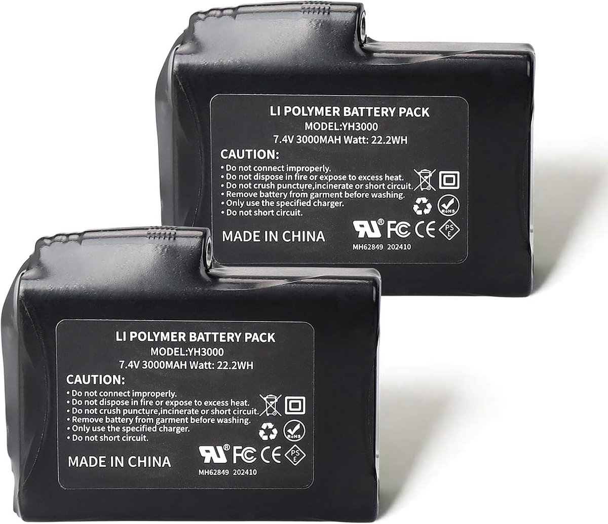 Oplaadbare Lithium Polymeer batterij 3000mAh - 7.4V - 2 stuks - Voor verwarmde kleding - ShopVlot