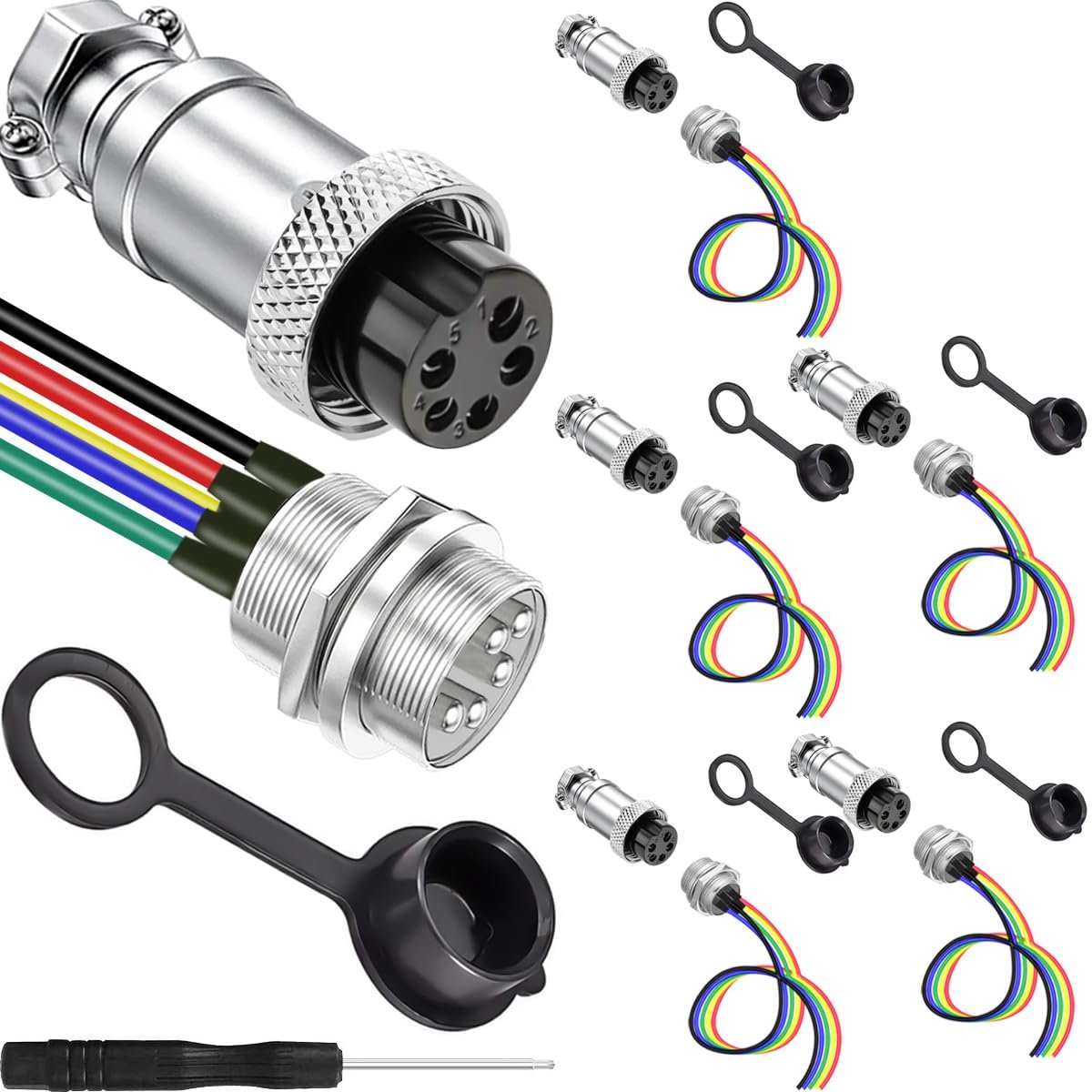 GX12 Aviation Plug 5 Pin - Mannelijke Stekker 12 mm - Hoogwaardig Metaal - Ideaal voor Kabelverbindingen - ShopVlot
