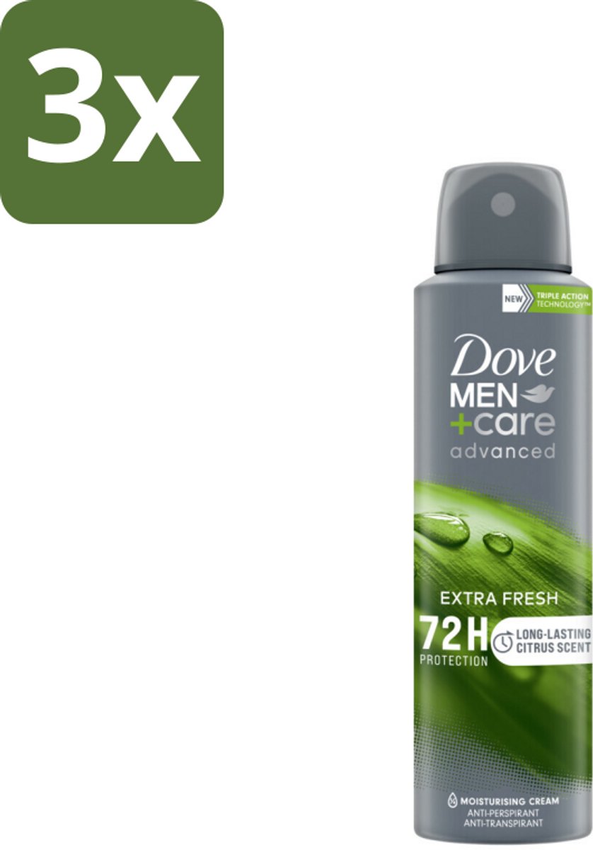 Dove Men+Care Deodorant Spray - Extra Fresh - 150 ml - Bulkverpakking - 3 stuks