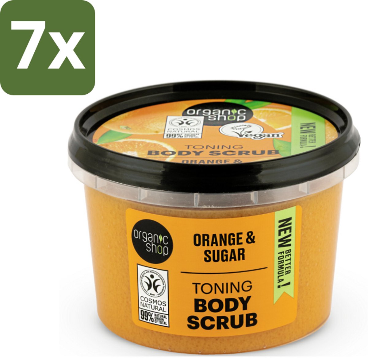 Organic Shop - Body Scrub Orange - Verzorgend en Geurend - 250 ml - Bulkverpakking - 7 stuks
