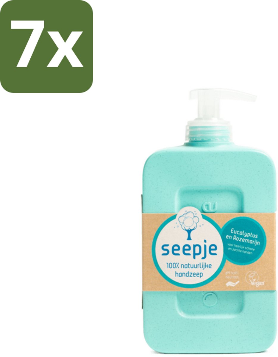 Seepje - Handzeep - Eucalyptus met Rozemarijn - 300 ml - Antiseptische Geur - Bulkverpakking - 7 stuks