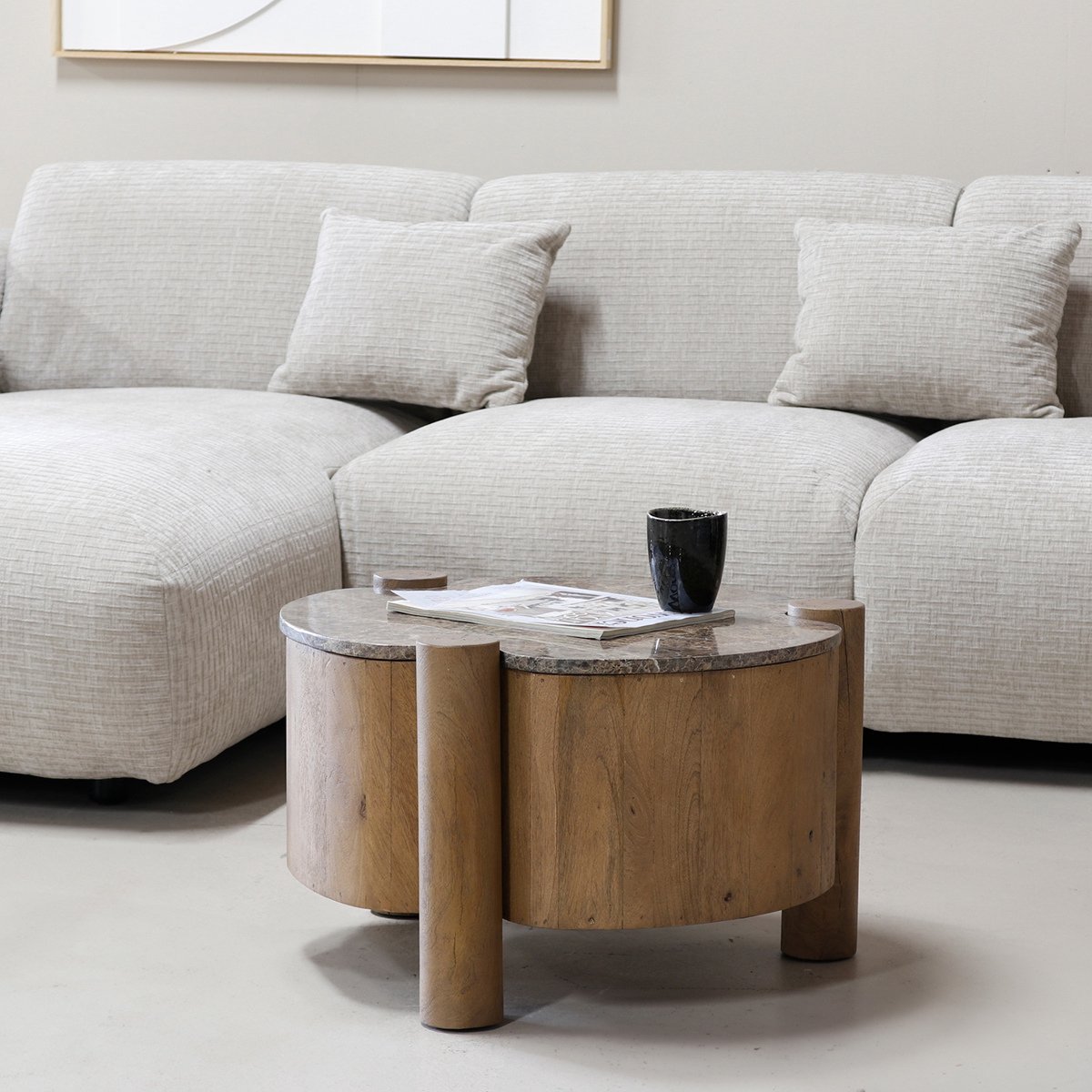 Giga Meubel Salontafel Maeve - Rond - Marmer - 60cm
