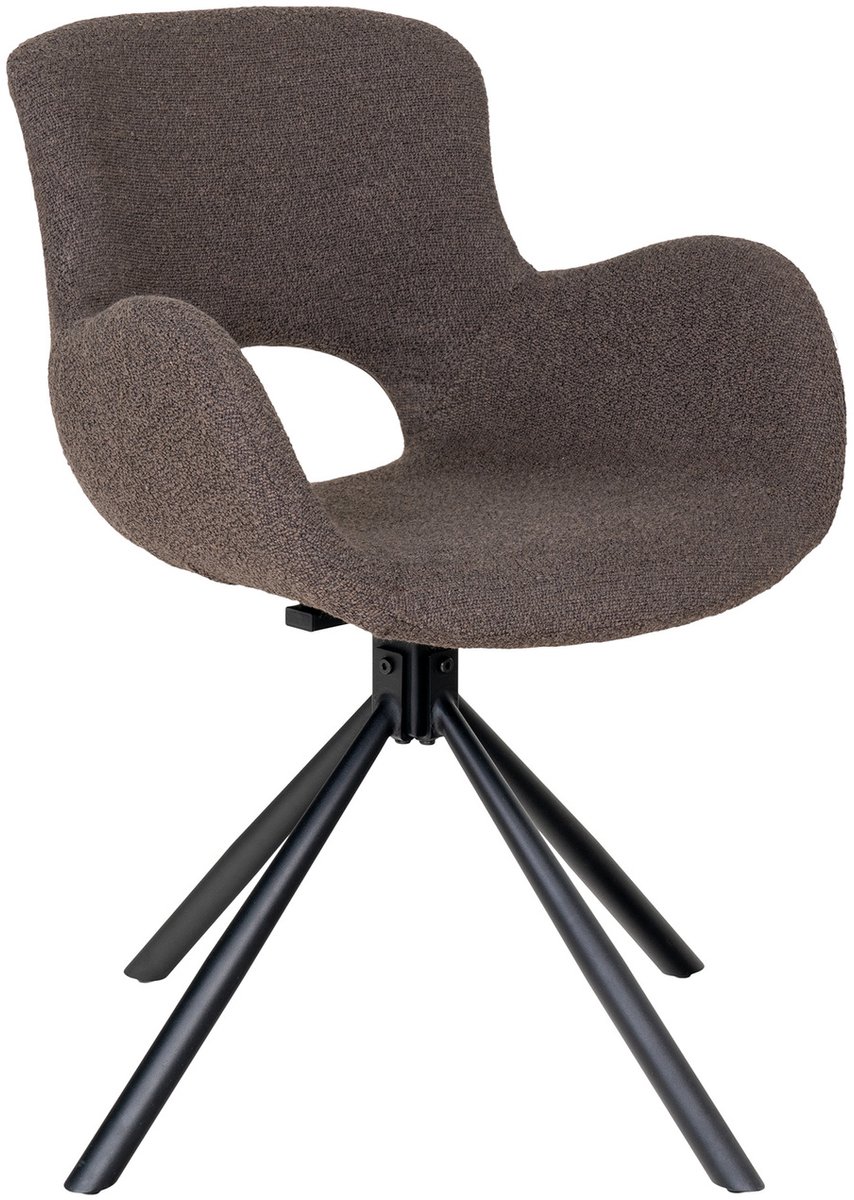 Eetkamerstoel Bouclé Bruin - Draaibaar - Zithoogte 48cm - Set van 2