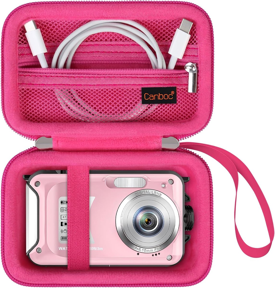Camera hoes voor SiSuSy/YISENCE/Yiffecal/SPUNALP/EUXOR - Waterdicht - Roze - Perfecte opslag voor accessoires - ShopVlot