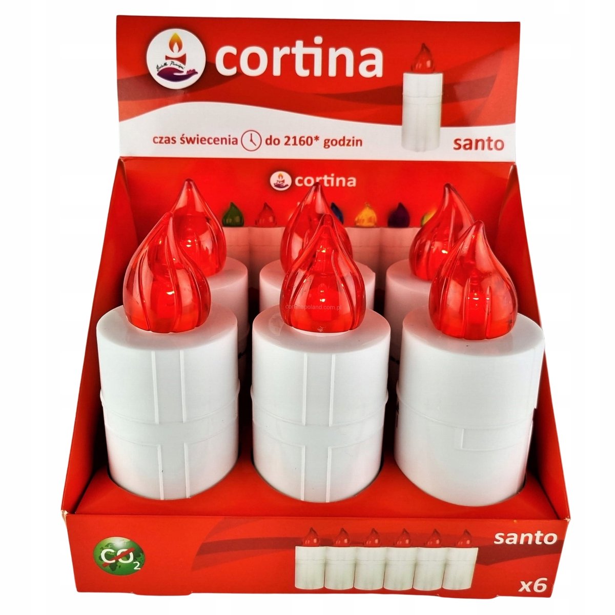 Cortina Santo LED Znicz Wkłady - Rood, 6 Stuks, Incl. Batterijen