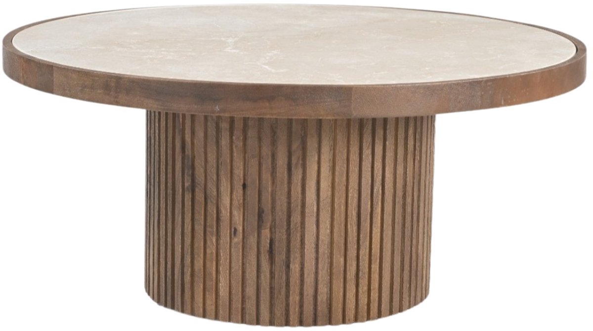 DÉJA Living Salontafel Tervo - Donkerbruin Marmer - Ø80cm