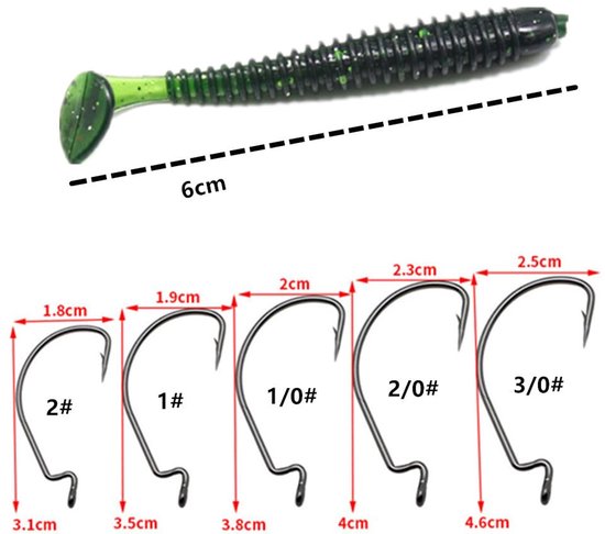 Set van 50 Vis haken met 10 Zachte Aas, Inclusief Opbergdoos — afbeelding 2