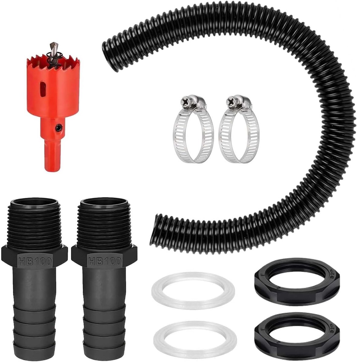 Regenton aansluitset, 1 meter slang, gatopener 32 mm - ShopVlot