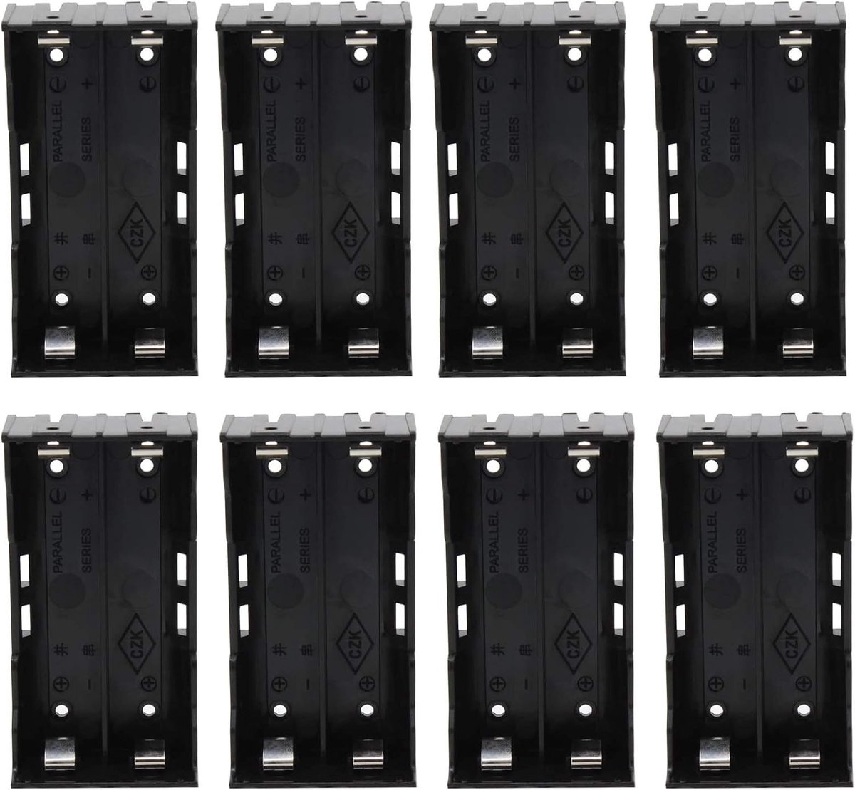 GTIWUNG 8 pieces 2 × 3.7 V 18650 battery box plastic battery cover with 4 pins (2 solts) + 2 pieces 18650 battery box - ShopVlot
