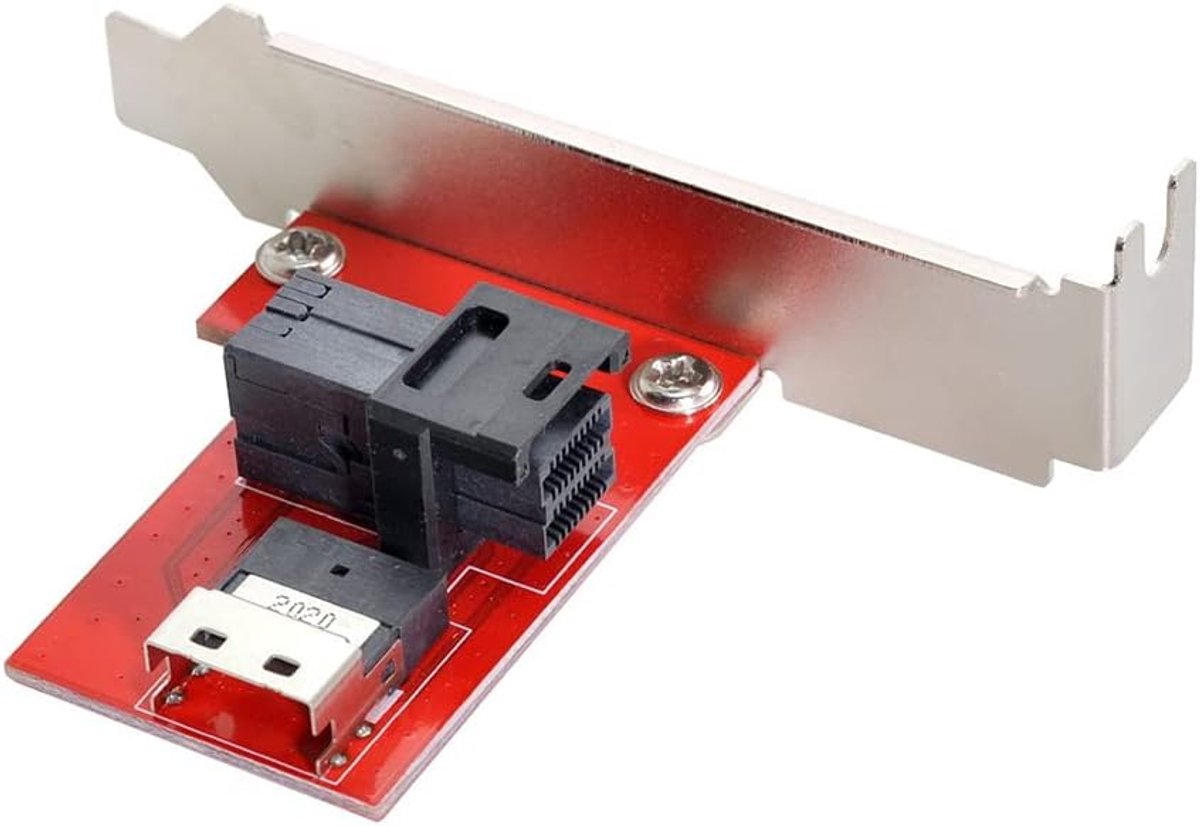 PCI-Express 4.0 Slimline SAS SFF-8654 to HD SFF-8643 PCBA Female Adapter with Bracket - ShopVlot
