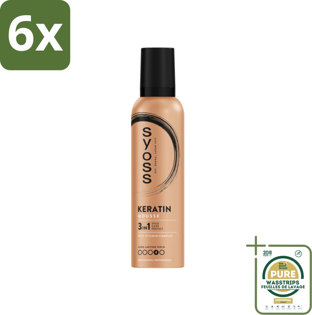 Syoss - Keratin - Haarmousse - Versterkt Haarvezels - 250 ml - Voordeelverpakking - 6 stuks - Keratin mousse - Haarversterking