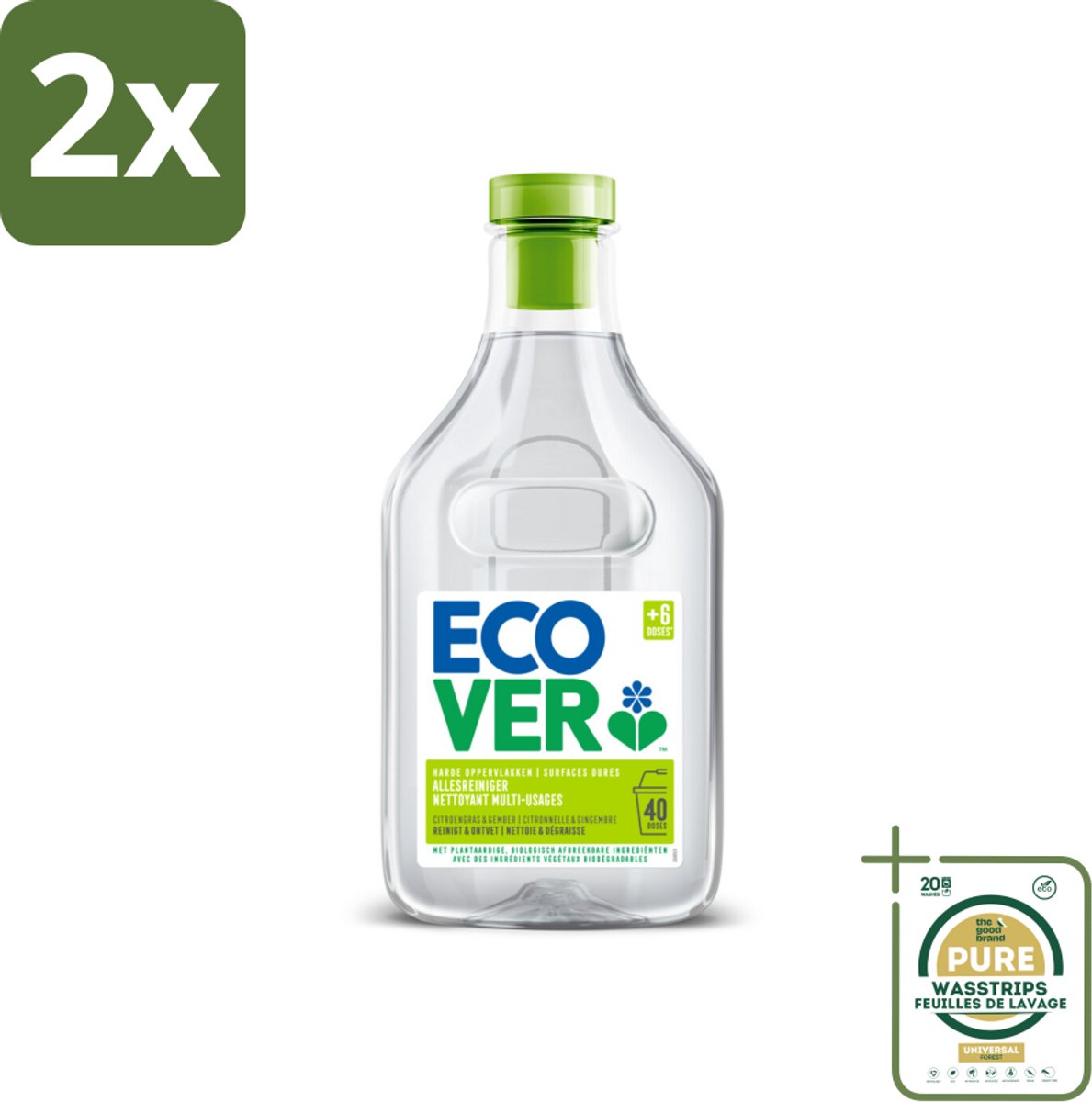 Ecover - Allesreiniger - Citroengras & Gember - 1 liter - Voordeelverpakking - 2 stuks - Gember - Biologisch afbreekbaar