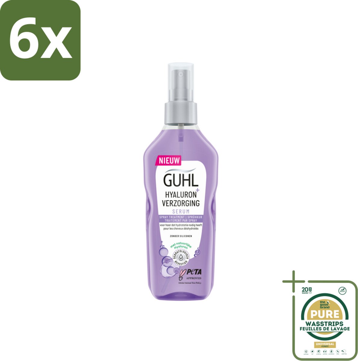 Guhl - Spray - Hyaluron Verzorging - 150 ml - Voordeelverpakking - 6 stuks - Hydratatie - Hittebescherming