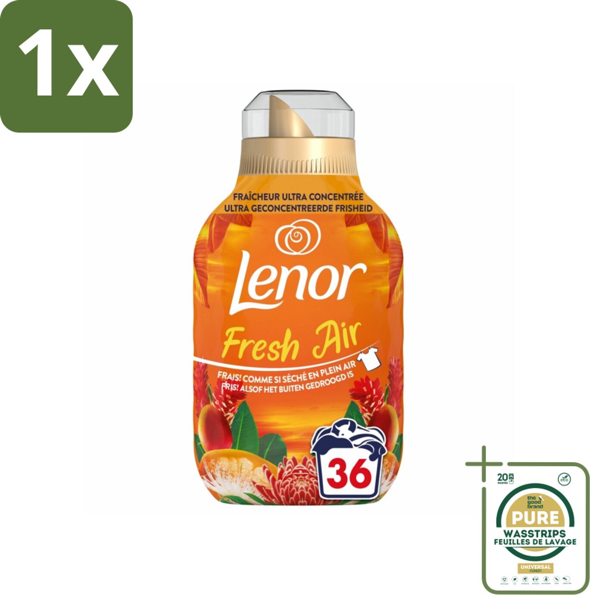 1 x Lenor - Wasverzachter - Fresh Air Tropenzon - Ultra Geconcentreerd - 36 Wasbeurten- Wasverzachter - Frisheid - Wasmachine - Wasverzachter Fles - Wasverzachter Binnen