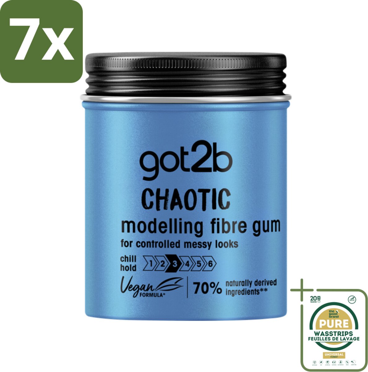7 x Got2B - Wax - Warhoofd - 100 ml - Grootverpakking - Haarstyling - Warrig Haar - Chaos Haar - Medium Hold Wax - Nonchalant Look