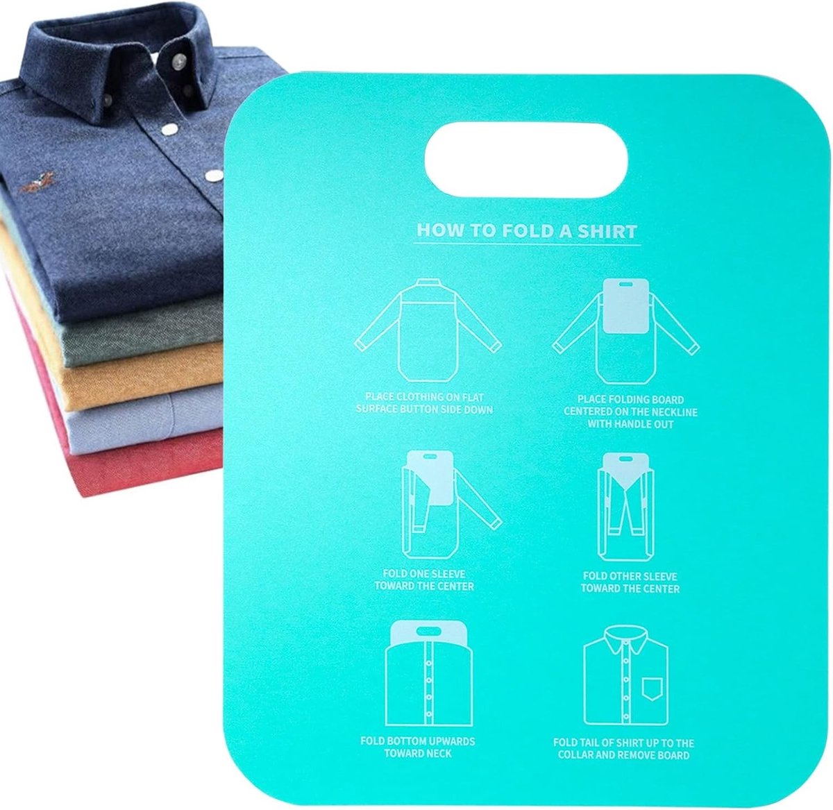 Kledingvouwplank - Cyaan - 30,5 x 25,3 x 0,1 cm - Polypropyleen - Voor Overhemden en T-shirts