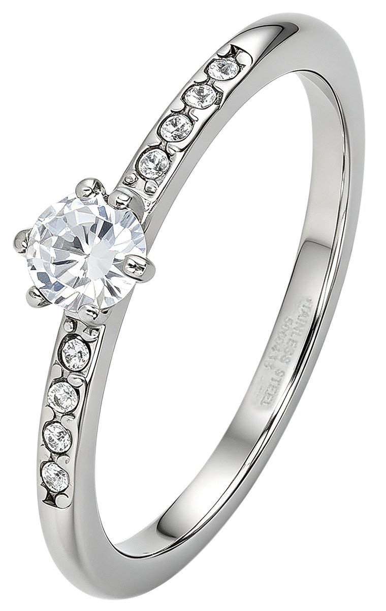 AKZENT Ringe Edelstahl/ Zirkonia, Verlobungsing Gr 54-60, langlebig