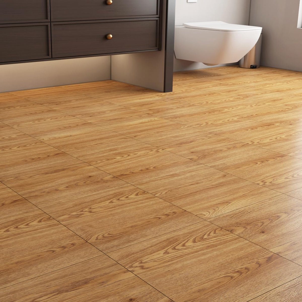 Yenhome 35 Pieces Brown Wooden Tiles PVC Floor Self-Adhesive Brown 30 x 30 cm Wood Effect Stickers for Bathroom Living - ShopVlot