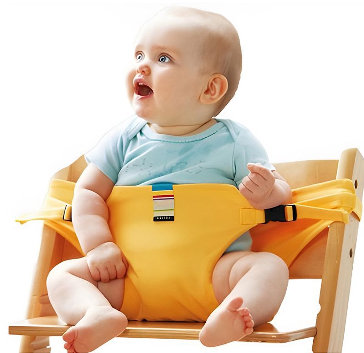 Veiligheidstuigje voor kinderstoel – Geschikt voor kinderstoelen – Accessoire voor kinderstoel – Kinderstoel – Kruismodel tuigje – Veiligheidsriem voor baby's – Geel
