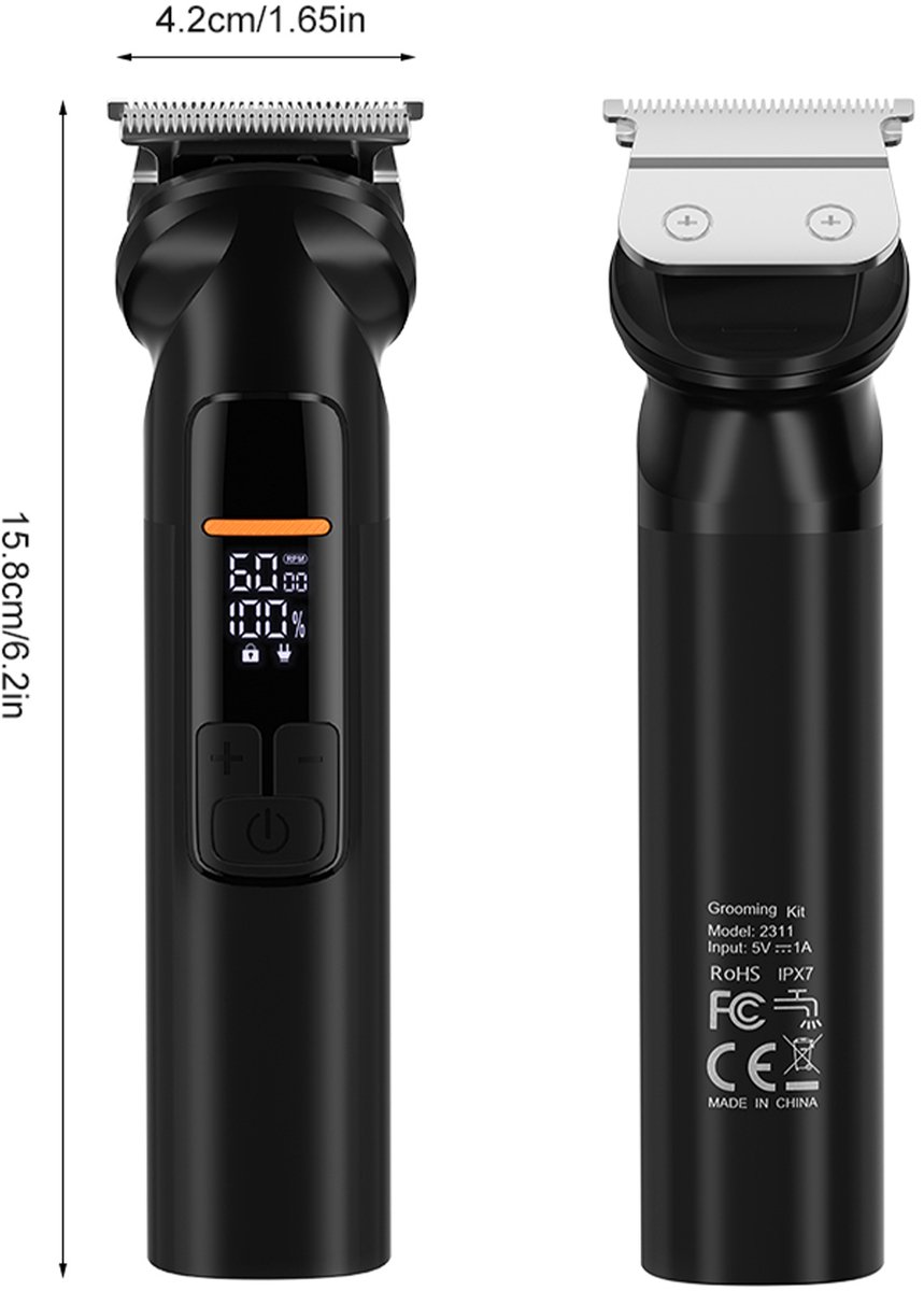 REDOM Tondeuse & Haartrimmer 6-in-1 - 15,8 cm - 3 snelheden - nauwkeurig haar knippen en trimmen - persoonlijke verzorging - T-vormig roestvrij staal thumbnail 6