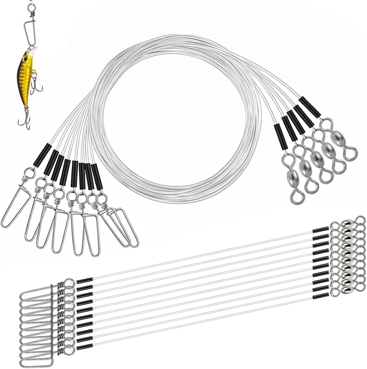 18-delige visset - fluorocarbon leiders 30,5 cm - lichtgewicht en compact - ideaal voor vissers - ShopVlot