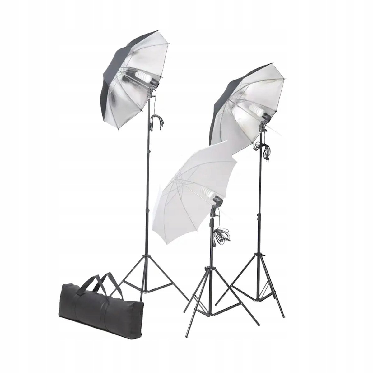 Verlichtingsset 3 Lampen 100W 5500K met Paraplu's en Statieven
