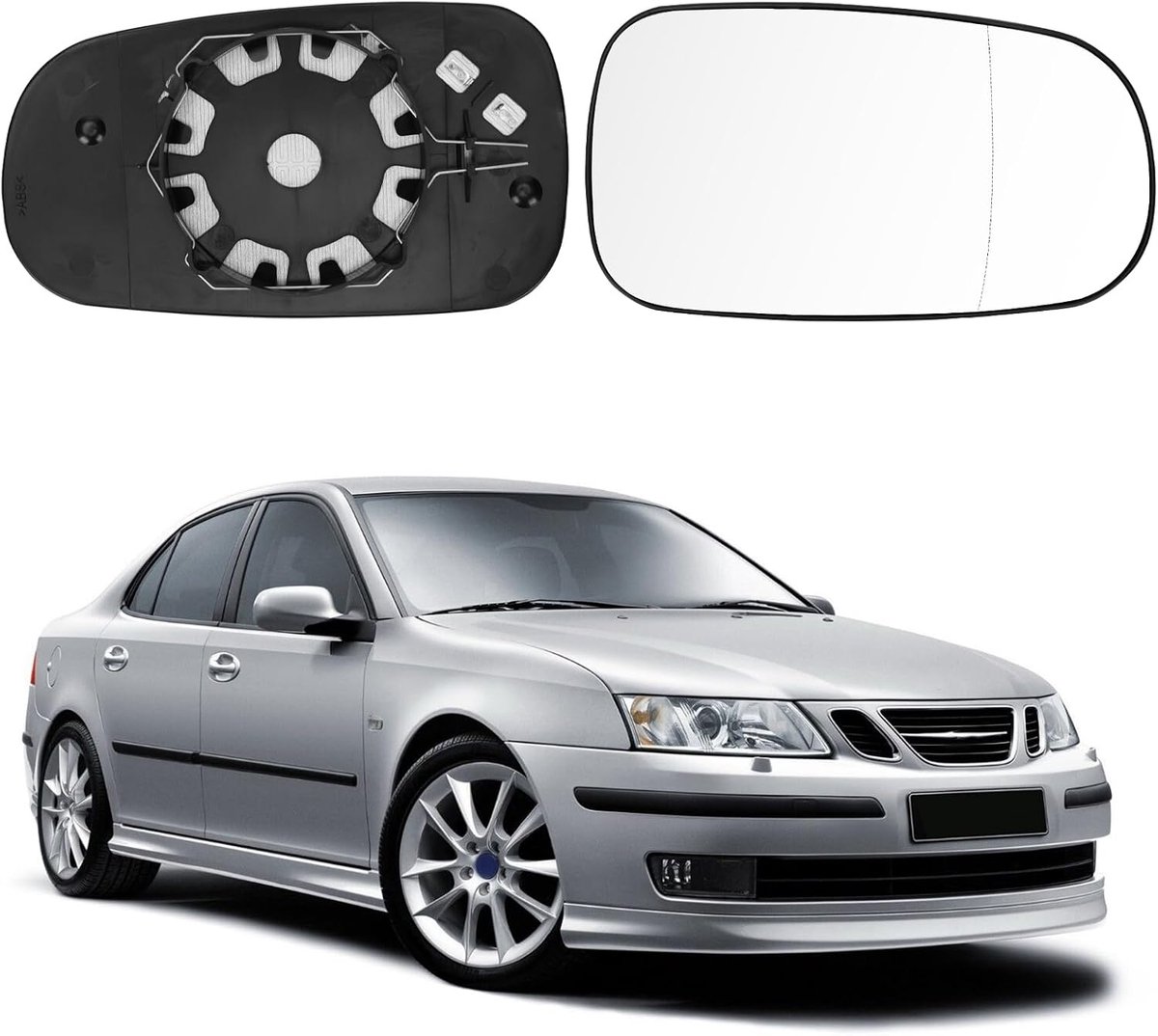 Buitenspiegelglas Saab 93/95 2003-2010 - Asferisch - Verstelbaar - Met verwarmingsfunctie - ShopVlot