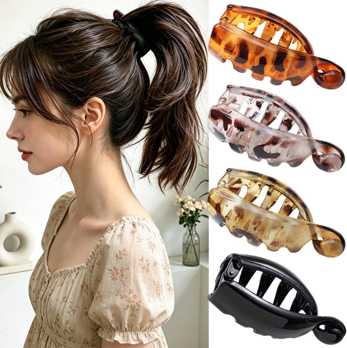 Haarspangen 4er Set - Bananenspange - Lichtgewicht kunststof - Comfortabel voor dagelijks gebruik - ShopVlot