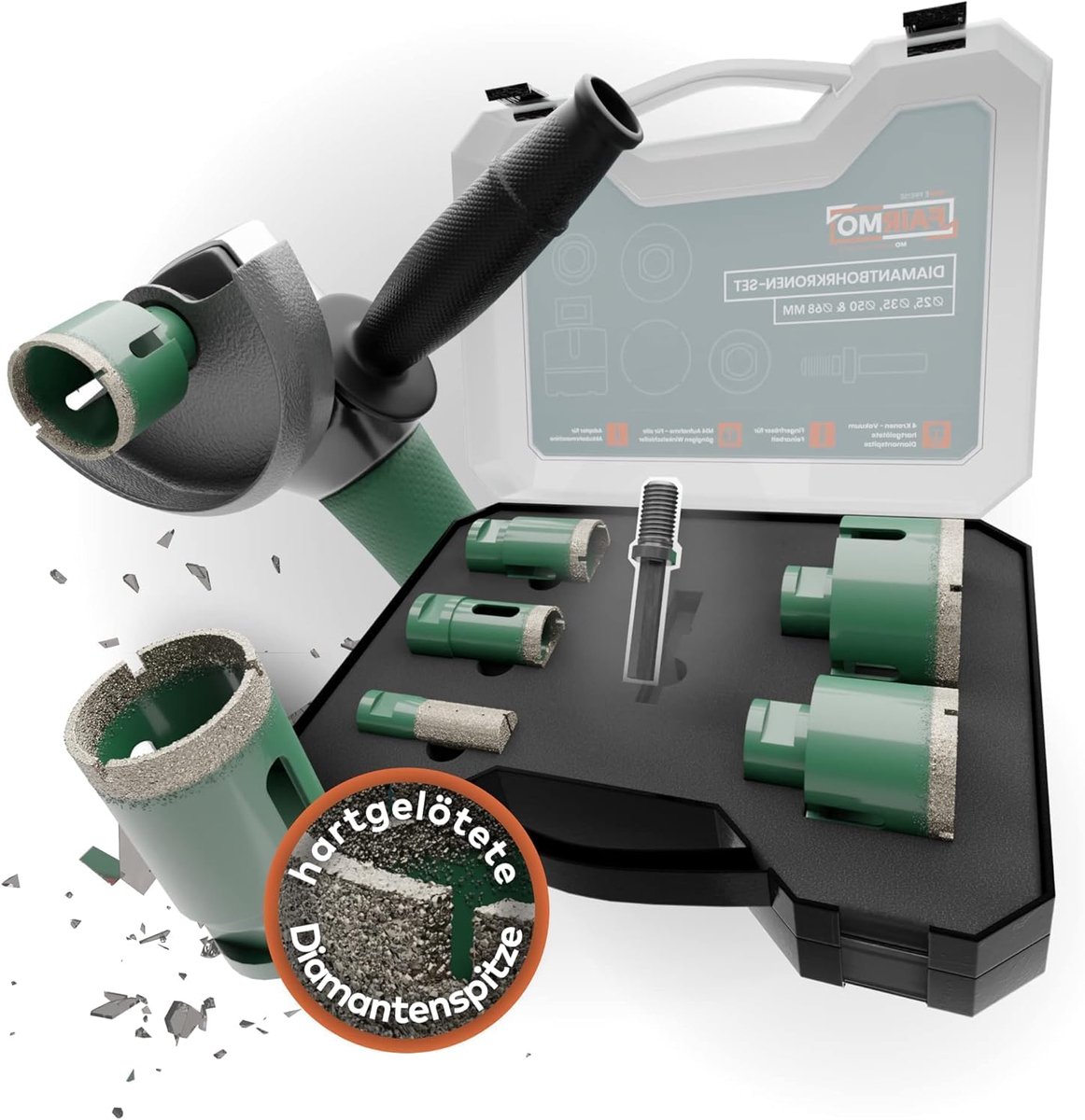 Diamant boorset 5 delig - inclusief M14 adapter - voor hardtegels, keramiek en beton - tijdbesparend boren - ShopVlot