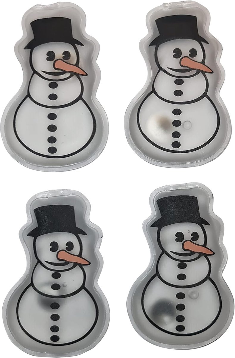 Handwarmer zakwarmer set van 4 - sneeuwpop - herbruikbaar - stijlvolle warmte voor onderweg - ShopVlot