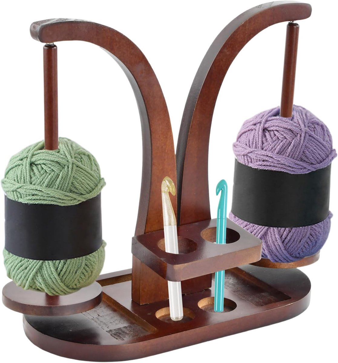 Haaknaaldhouder draaibaar - magnetische houten garenhouder - dubbele organizer - perfect cadeau voor breiliefhebbers - ShopVlot