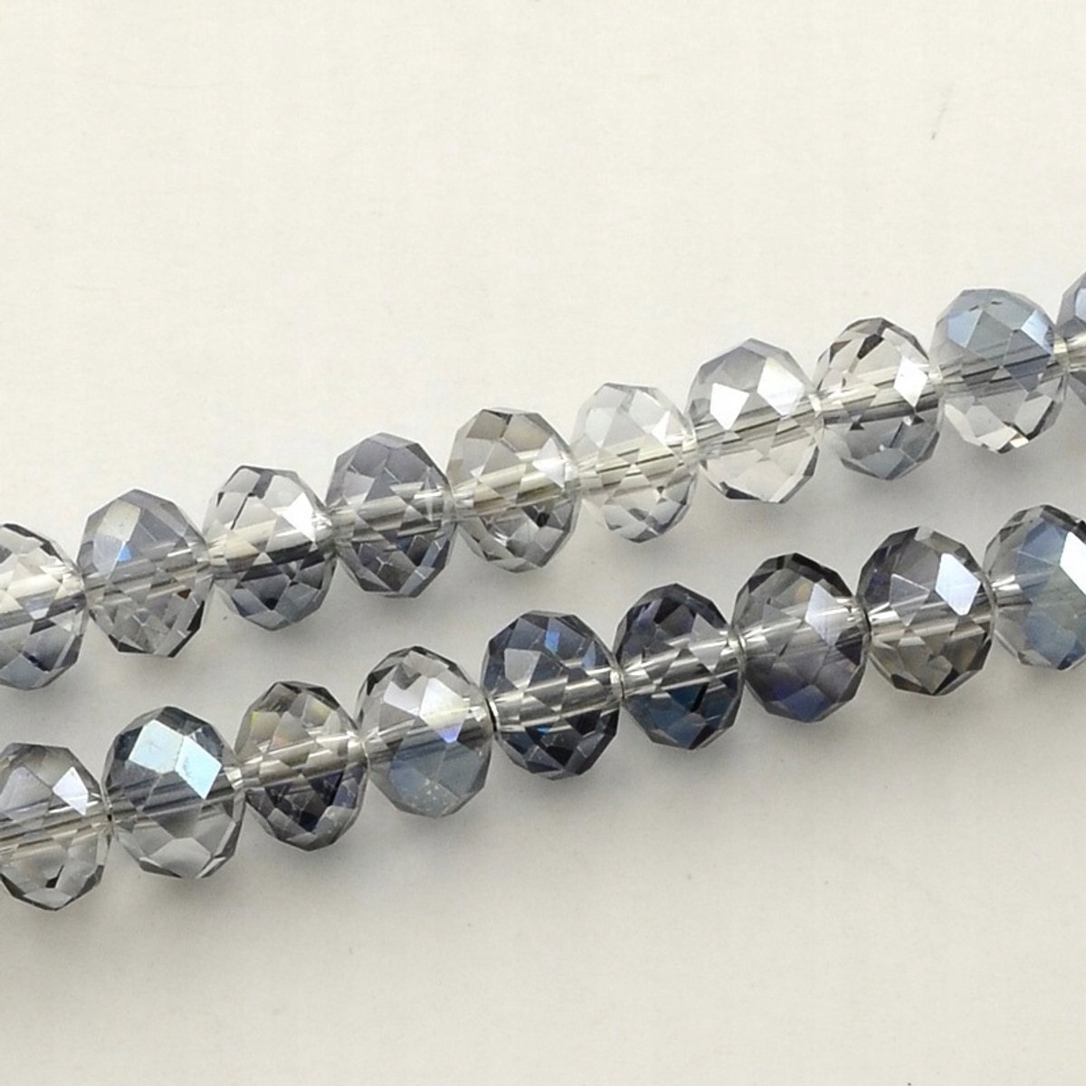 Glazen Krakeling Kralen, Facet, Grijsblauw 10x7.5mm, 72 stuks