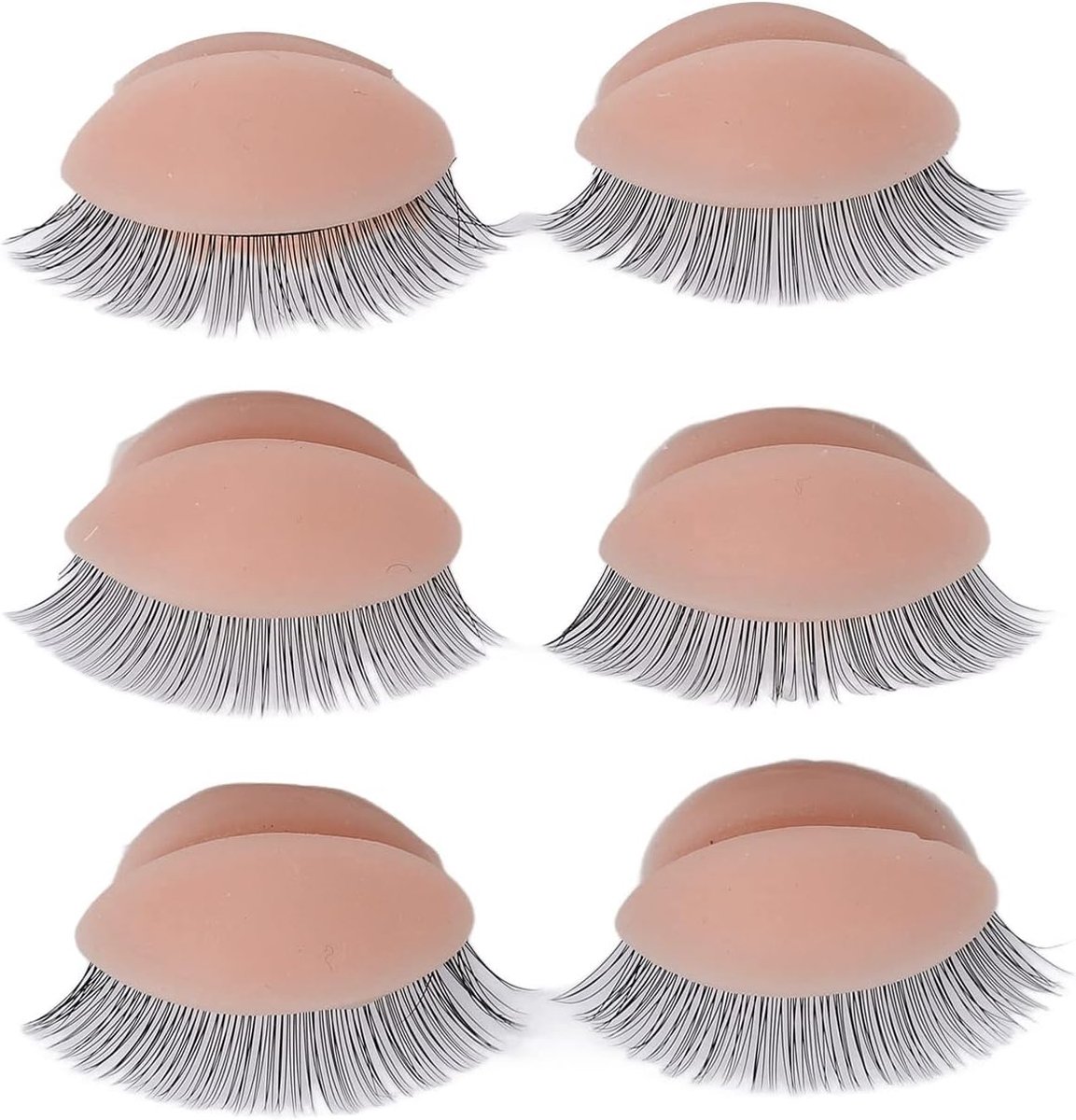3 Pair Replace Eyelids Silicone Double Eyelashes Replacement Eyelids for Mannequin Head Practice Removable Eyelids - ShopVlot